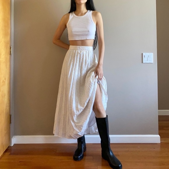 Zara pleated eyelet embroidery maxi skirt white - Picture 4 of 8